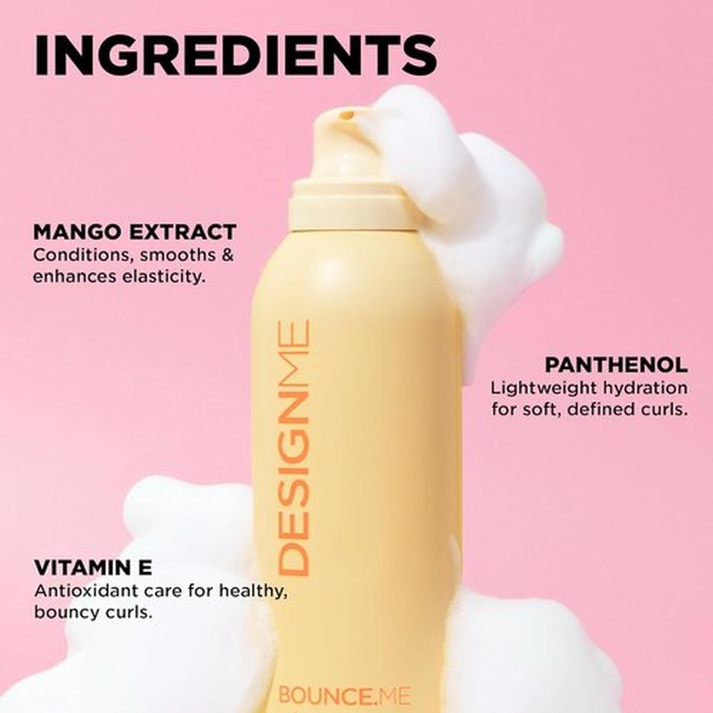 Design.Me BOUNCE.ME Curl Mousse - Lightweight Curl Defining Formula for Wavy & Curly Hair | Frizz Control & Humidity Resistant