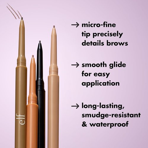 e.l.f. Micro-Fine Brow Pencil - Waterproof Brow Color & Spoolie for Natural Feathered Finish | Vegan, Blonde