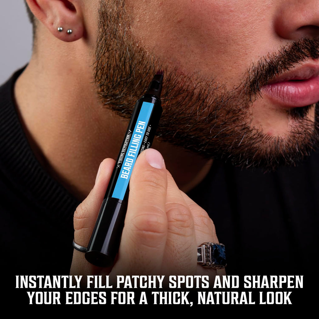 Viking Revolution 3 Pack Ultimate Beard Care Collection - Each Pack Includes 3 Beard Oils (3 X 0.5 FL OZ), 3 Balms (3 X 0.5 OZ), Brush, Wooden Comb & Filling Pen. Soften, Condition & Style
