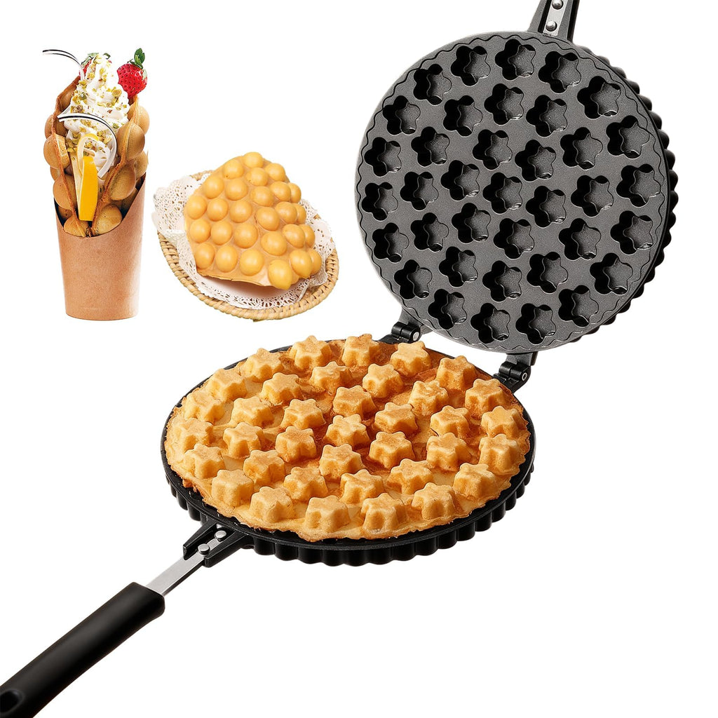 Hong Kong Egg Waffler, Petal Shape Nonstick Double Side Bubble Waffle Maker
