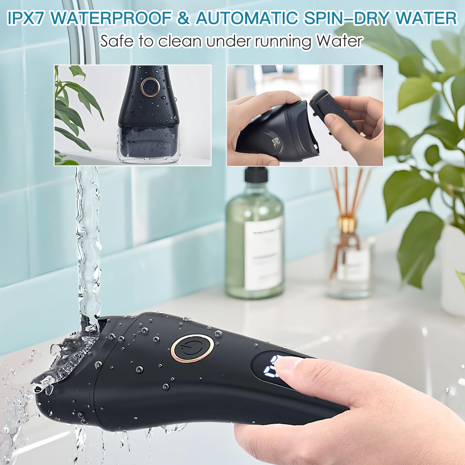 Electric Foot File Callus Remover for Feet - 6pcs Larger Grinding Head&3Speed, Pedicure Kit Foot Scrubber Deadskin Callus Remover, Foot Care Kit Pedicure Tools for Dead Skin Callus Hardskin Dry Cracks