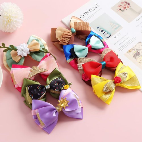 Princess Hair Bow Clips for Girls Women 4 Inch Birthday Gift Hair Accessories