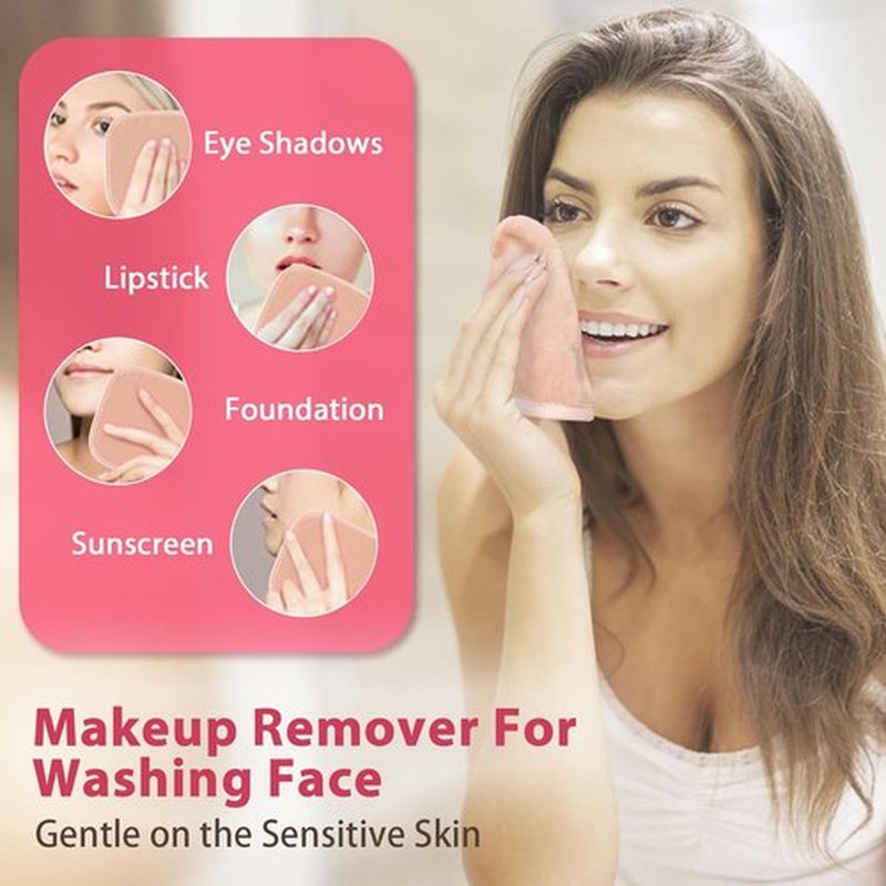 Natwag Makeup Remover Cloths - Reusable Microfiber Face Towels | 12 Pack, 6" x 6", Beige with Mesh Bag