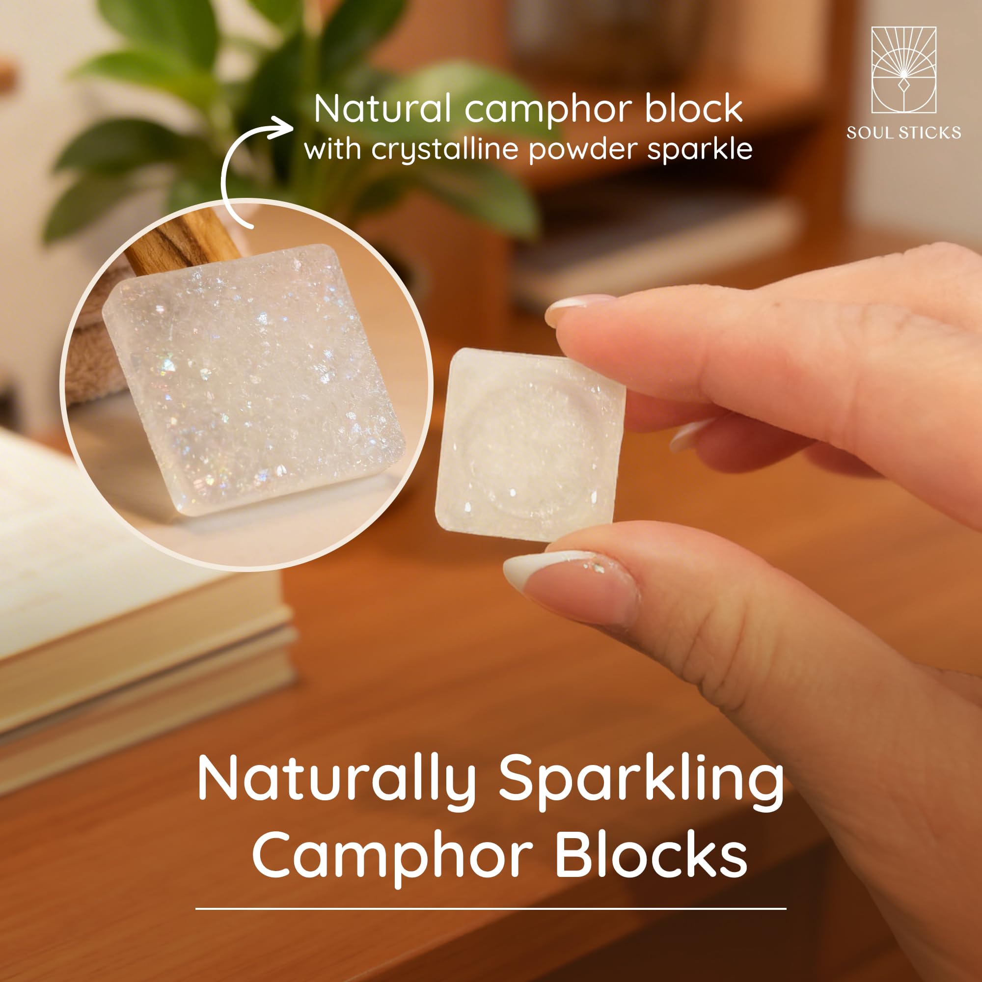 SOUL STICKS Natural Camphor Blocks, Pure Camphor Tablets for Aromatherapy & Puja - Alcanfor en Bloques, Alcanfor en Bolitas, Kapoor for Pooja (56 Grams (12 Tablets))