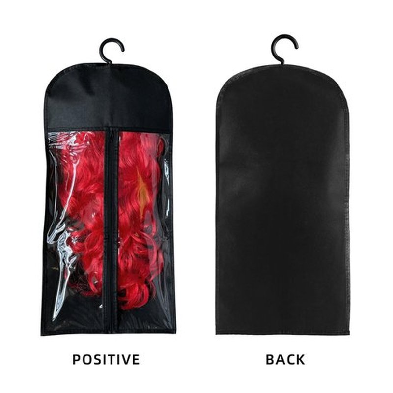 POOTUIPAT 8PCS Hair Extension Holder & Wig Storage Bags with Hanger – Dust-Proof Organizer for Multiple Wigs for Hair Extensions, Wigs & Accessories(Black)