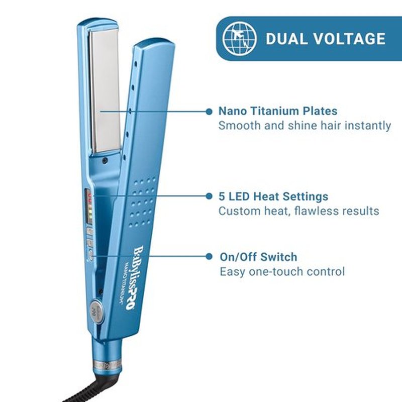 BaBylissPRO 1 1/4" Digital Ionic Flat Iron - Professional Hair Straightener with Shorter Plates