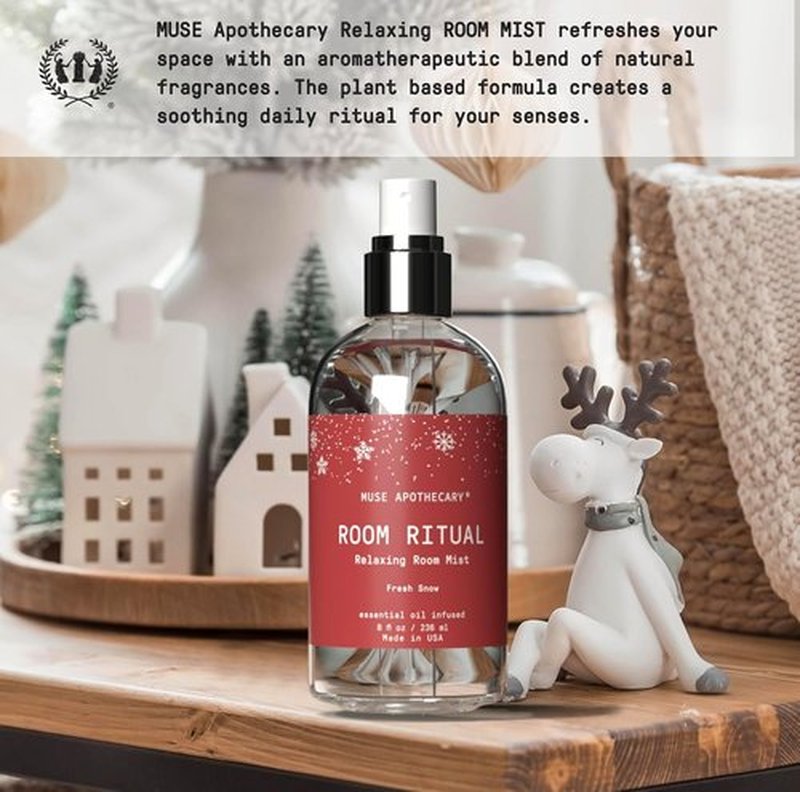 Muse Apothecary Room Ritual - Aromatic Room Spray with Natural Essential Oils | 8 oz Fresh Snow, 2 Pack