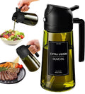 XBllcyiv 16oz/470ml Glass Olive Oil Sprayer for Cooking - 2 in 1 Olive Oil Dispenser for Kitchen Gadgets, Air Fryer, Salad, and BBQ (black)