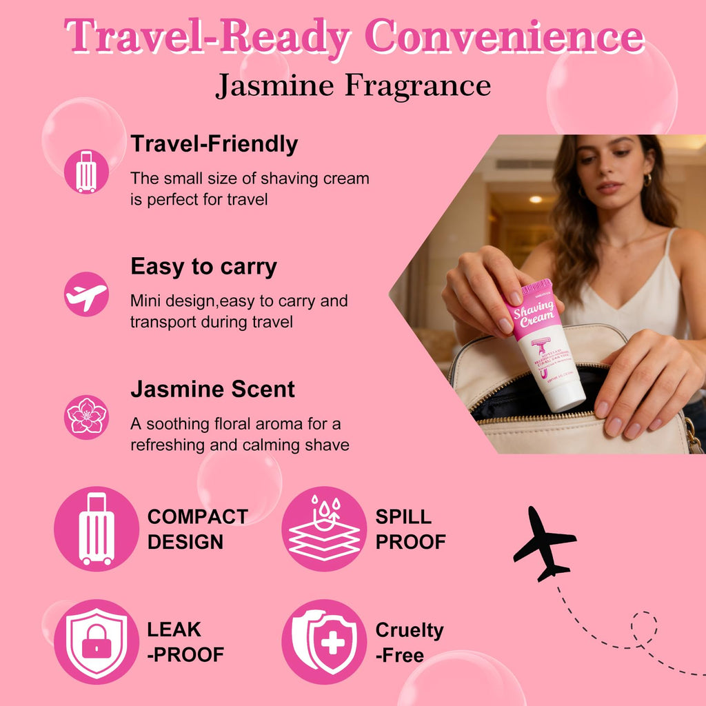 fafortune Womens Shaving Cream Bulk Travel,1fl oz/30ml Shave Gel for Women,Care Dry Skin Womens Shave Gel for Travel Guests(Jasmine,Pack of 5)
