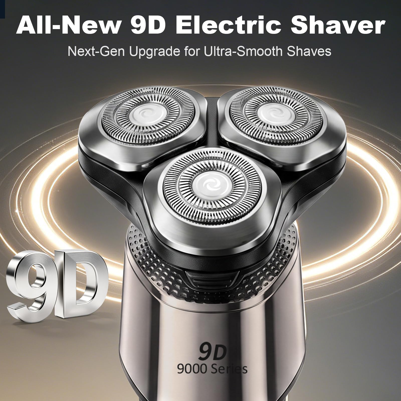 4-en-1 Electric Razor for Men, 9999 RPM High-Speed Electric Shaver with LED Display, 1H Fast Charging, IPX7 Waterproof Razor with Nose Hair Trimmer, Facial Cleansing Brush