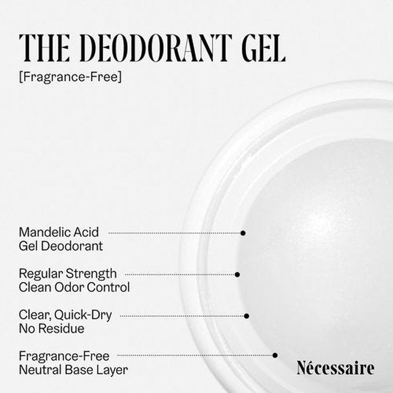 Nécessaire The Deodorant Gel - Clinical Treatment with 5% AHA, Vitamin B5 & B3 | 1.7oz, No Bumps