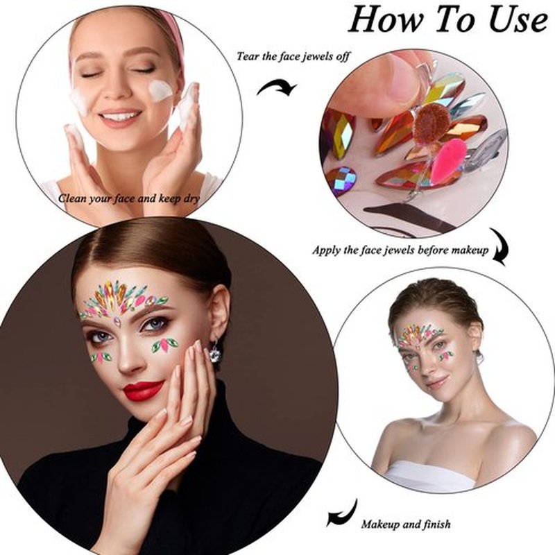 SIQUK 20 Sets Face Jewels Stick on Face Gems Rave Face Jewel Stickers Rhinstone Face Crystal Eye Jewels for Festival Rave Carnival Party