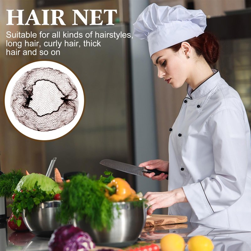 Yuxung 500 Pcs Hair Nets - Bulk Nylon Hair Nets for Women, 24 Inches, Elastic Edge Mesh, Invisible for Food Service, Ballet Dance, Kitchen(Brown)