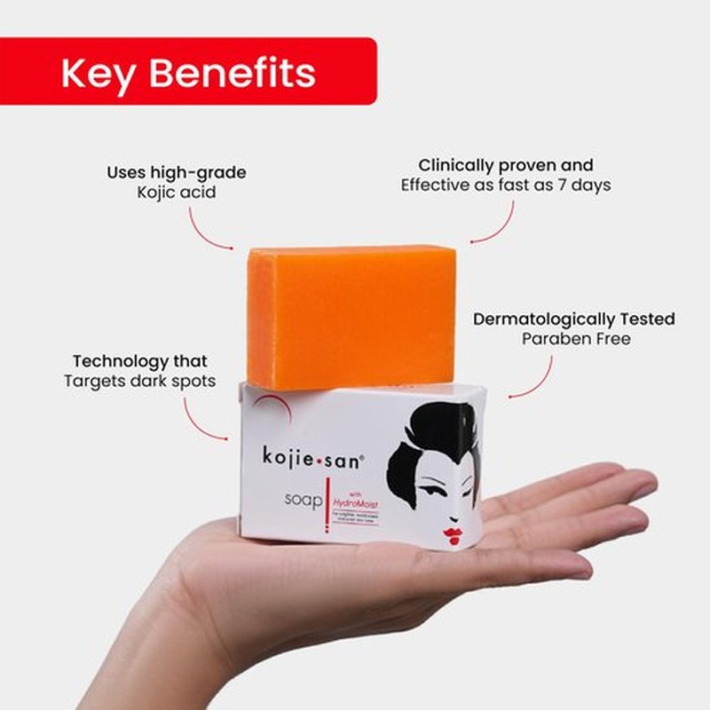 Kojie San Skin Brightening Soap - Bundle Pack - Original Kojic Acid, Dark Spot Remover Bar Soap with Coconut & Tea Tree Oil, 65g x 4 Bars