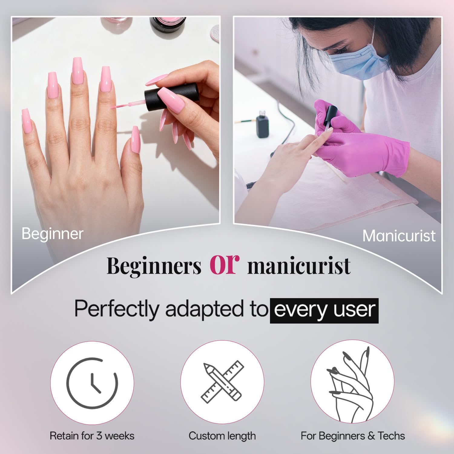 Krofaue 500PCS Soft Gel French Half Cover Acrylic Nail Tips Manicure