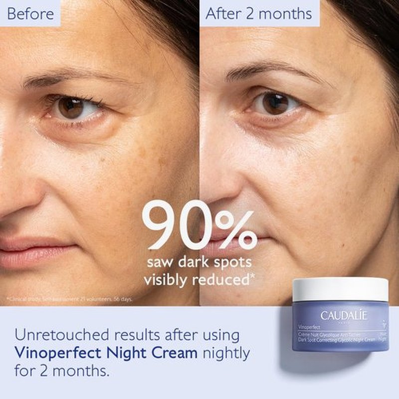 Caudalie Vinoperfect Night Cream - Dark Spot Brightening Glycolic Formula | 1.6 Fl. Oz
