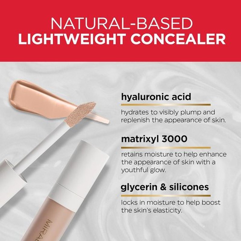 Mirabella Invincible Under Eye Concealer - Full Coverage Hydrating Formula for Dark Circles & Fine Lines - Light L100