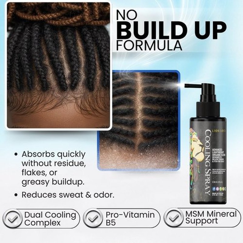 Lion Locs Itchy Scalp Cooling Spray – Instant Crown Relief for Dreadlocks, Braids & Twists, Lightweight Vegan Formula with No Buildup