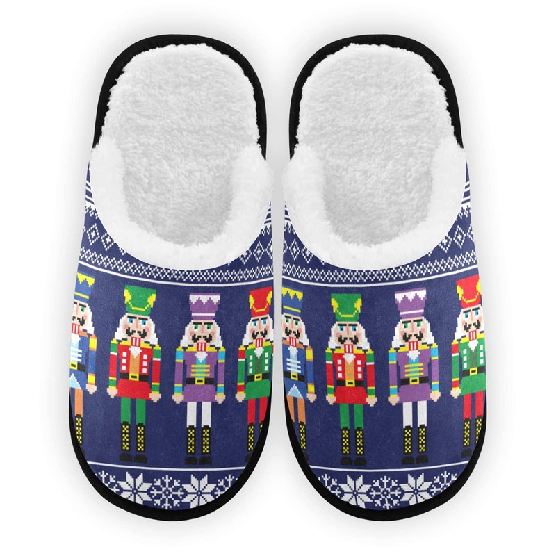 Umidedor Christmas Nutcrackers Slippers for Women Girls, Soft Memory Foam Non-Slip Indoor House Slippers Home Shoes for Bedroom Hotel Travel Spa
