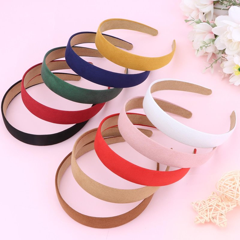 Wecoe 10pcs Headbands for Women Suede Like 1 Inch Wide Headbands Red White Black Pink Purple Blue Green Headband Non Slip Fashion Hair Accessories Women Diademas Para Mujer