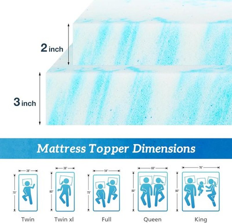 Sweetcrispy Memory Foam Mattress Topper - 2 Inch Thick Gel Infused Cooling Pad for California King Bed | CertiPUR US Certified, Ventilated