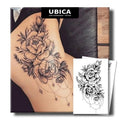 Tattoo Tech, 2 Sheets Large Semi Permanent Tattoo, Lasts 7-15 Days Sexy Temporary Tattoos(Flower), Waterproof and Non-Reflective, for Summer Beach, for Women Hip Buttocks Thigh, Unique Design