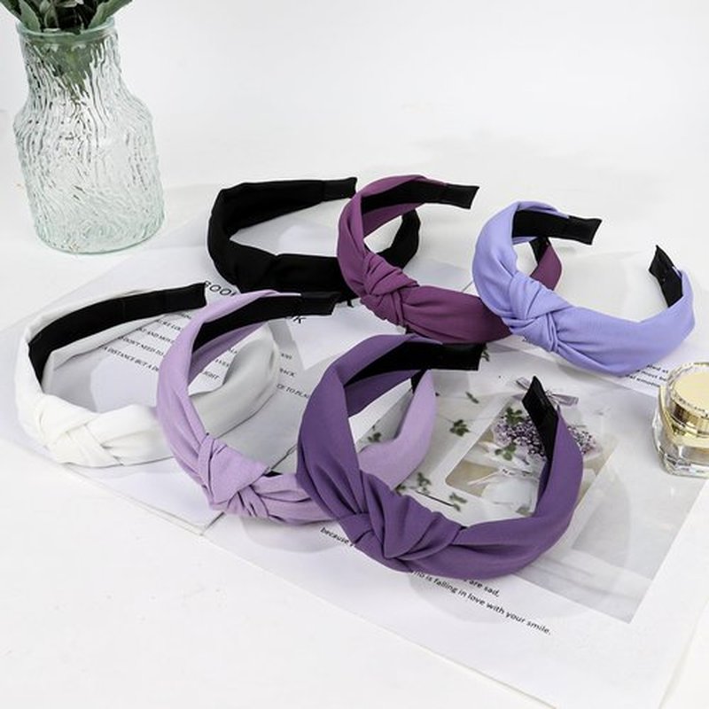 Amariver Knotted Headband for Women Non-slip Head Bands Top Knot Headbands Solid Colors Purple Headbands Fashion Hair Accessories for Women Girls