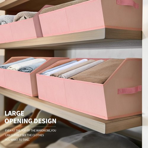 Homsorout Decorative Storage Baskets - Trapezoid Closet Bins with Handles, 10-Pack, Pink