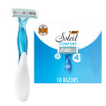 BIC Soleil 4 Women's Disposable 4 Blade Razors, Flexible Blades and Rubber Grip Handle, 10 Count (Pack of 12)