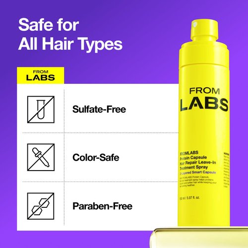 FROMLABS Protein Capsule Leave‑In Treatment Spray, Lightweight Hydrating Mist for Heat Protection (Up to 428°F / 220°C), Frizz Control & Split Ends Repair, Color‑Safe, Fine‑Hair Friendly, 5.07 fl oz
