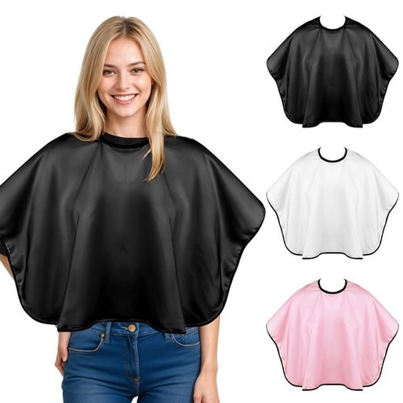 Josojoou 3PCS Makeup Capes Waterproof Medium Length Barber Cape，Salon Cape with Adjustable Neckline for Makeup Artist Hair Salon (Black, White and Pink)
