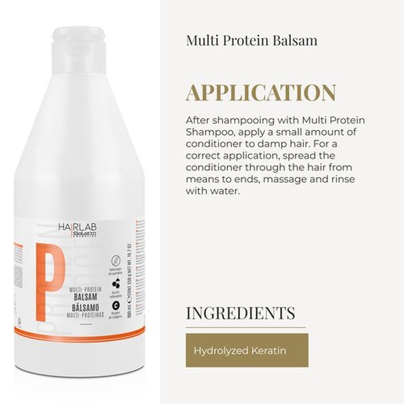 SALERM - Hair Conditioner - Multi-Proteins Hair Lab Balsam - 600 ml - Helps Strengthen and Repair Hair - Adds Volume - Paraben-Free