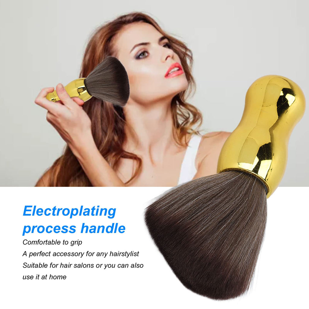 Professional Barber Neck Duster Brush, Soft Nylon Hair Cleaning Brush for Haircutting, Salon & Barbershop Hair Sweeping Brush for Face, Neck & Shoulders Gold