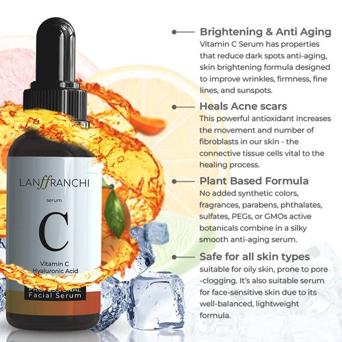 Regine Switzerland Vitamin C Face Serum - Brightening & Anti-Aging with Hyaluronic Acid | Hydrating, Fragrance-Free for All Skin Types (1 oz)