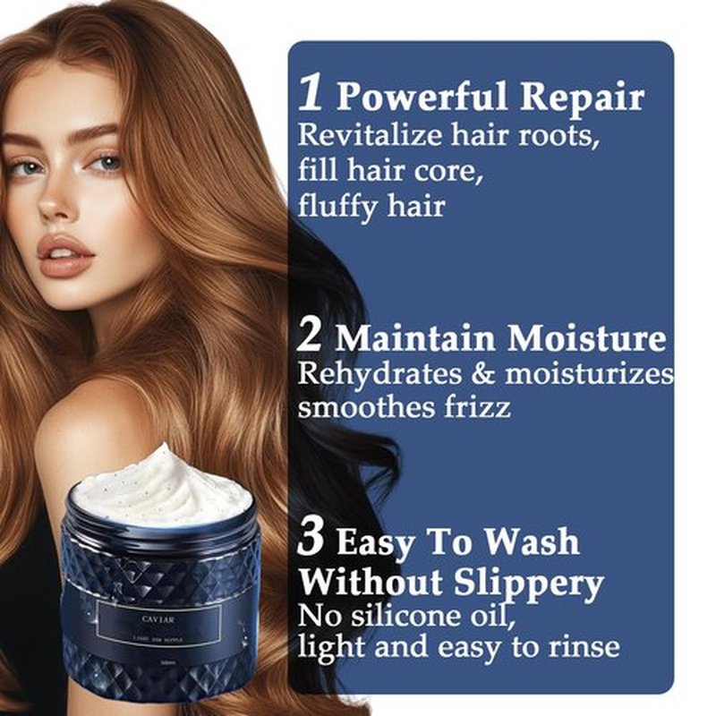 OBRADOYA Caviar Korean Hair Mask - Korean Caviar Deep Repair Hair Mask (16.9 fl.oz.), Replenishing Moisture Hair Masque | Replenishes Dry, Coarse, Damaged Hair (1 PC)