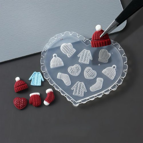 Pizadix 4 Pcs Christmas Silicone Nail Art Molds for Women Resin Nail Design