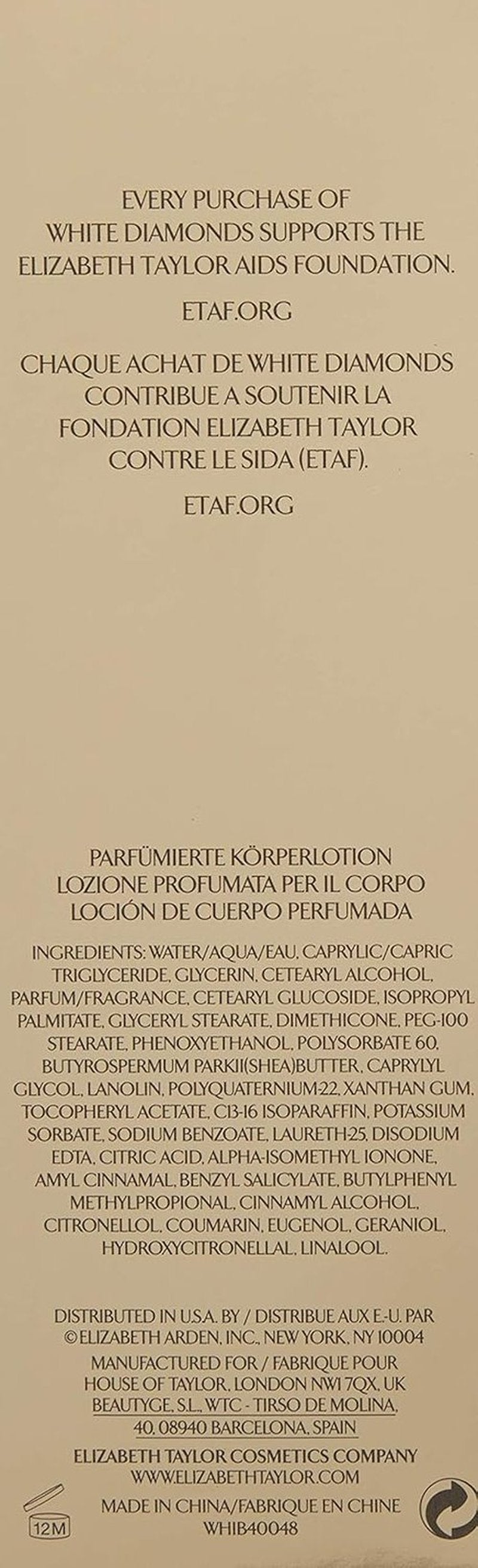 Elizabeth Taylor White Diamonds Body Lotion - Luxurious Hydration for Women | 6.8 Ounce