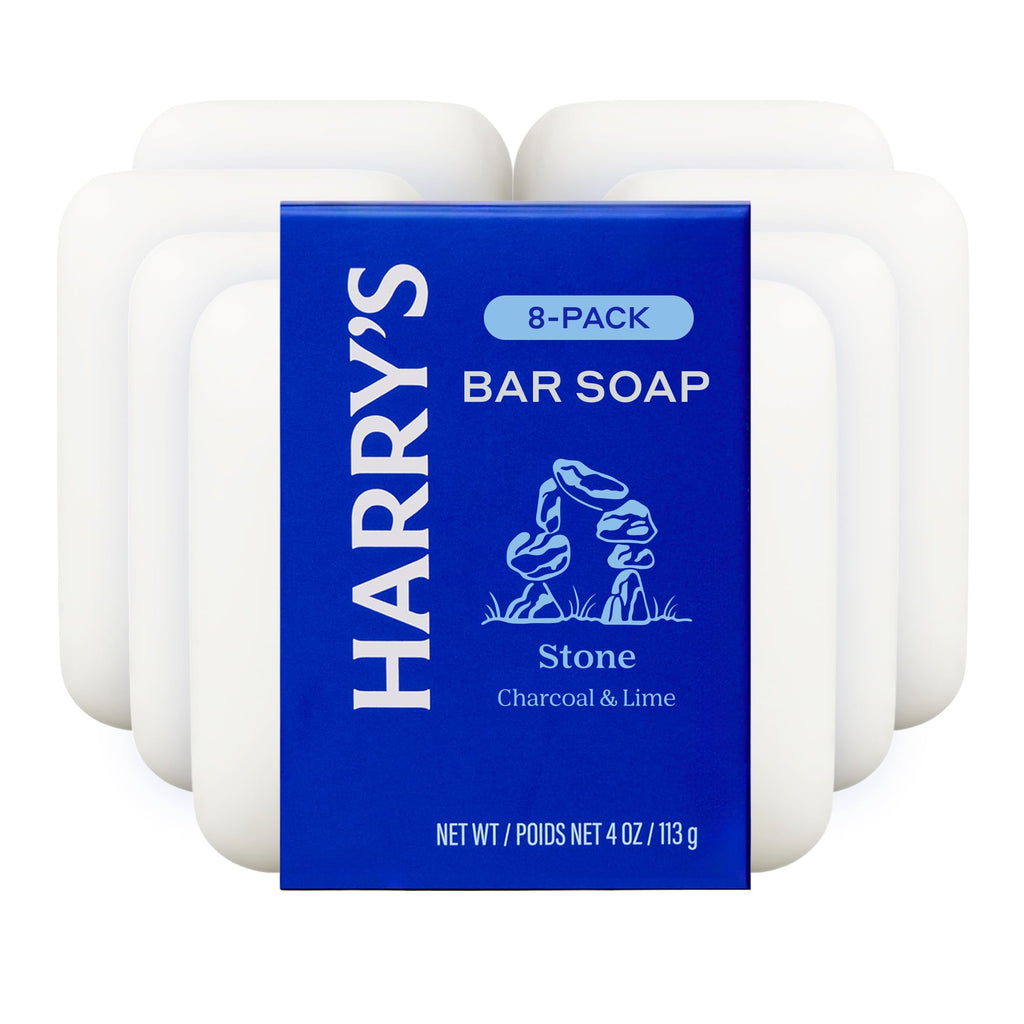Harry's Bar Soap for Men - Stone Scent, 4 oz Body Soap Bars, 8 Pack
