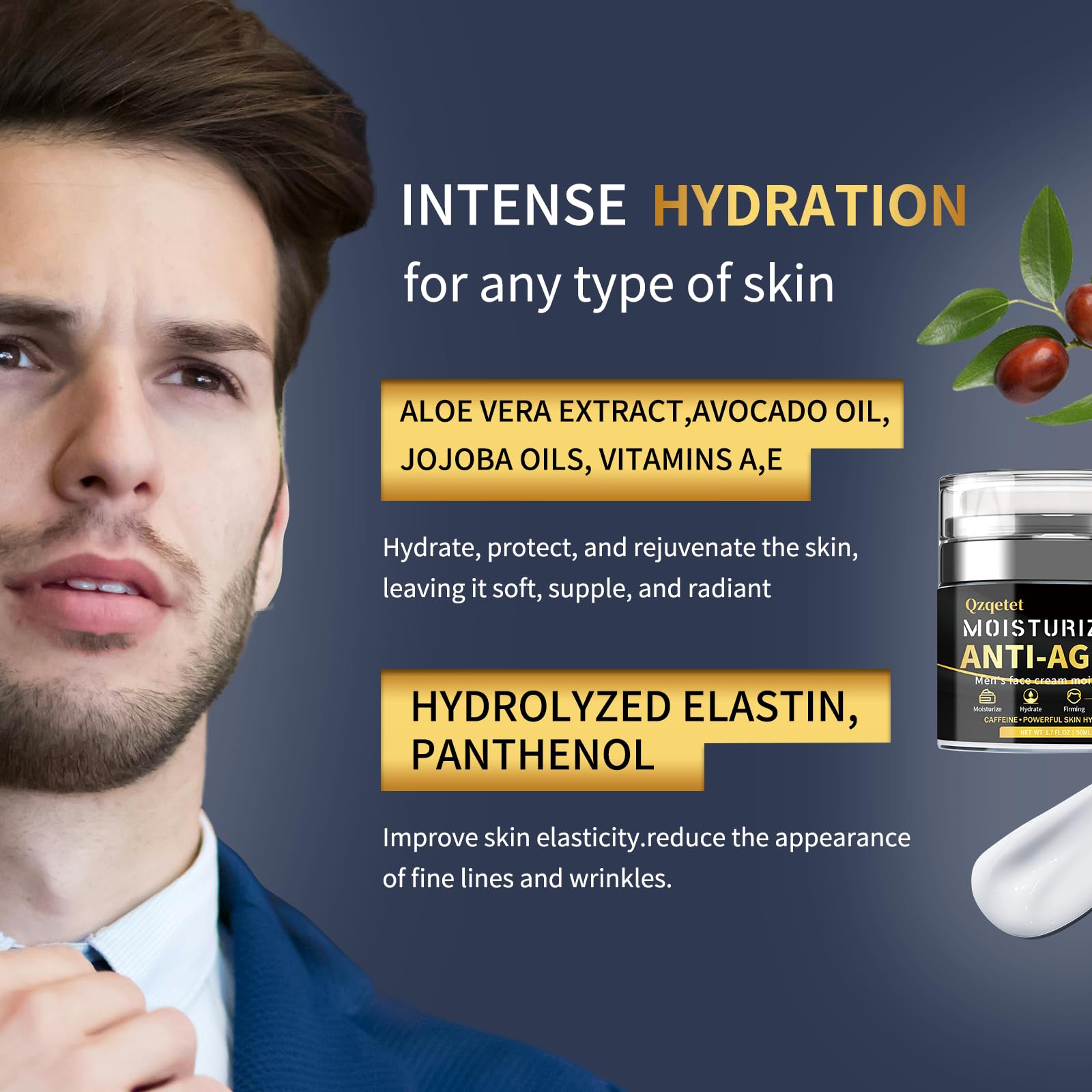 Men's Face Cream Anti Aging Face Moisturizer Cream Mens Face Lotion with Collagen, Retinol and Hyaluronic Acid Facial Men's Skin Care - Day & Night - 1.7 OZ