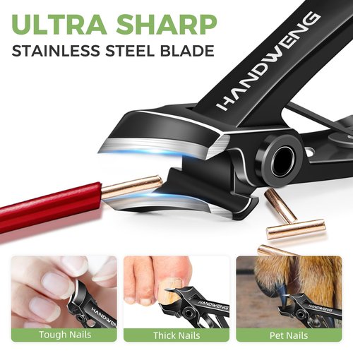 Slanted Nail Clippers for Ingrown Toenail, Toe Nail Clippers for Thick Nails for Seniors, Heavy Duty Fingernail Clippers Adult Nail Cutter with Wide Jaw