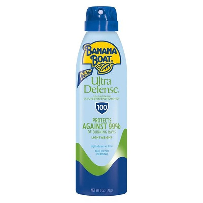 Banana Boat Ultra Defense Clear Sunscreen Spray SPF 100 - Lightweight & Water Resistant, 6oz