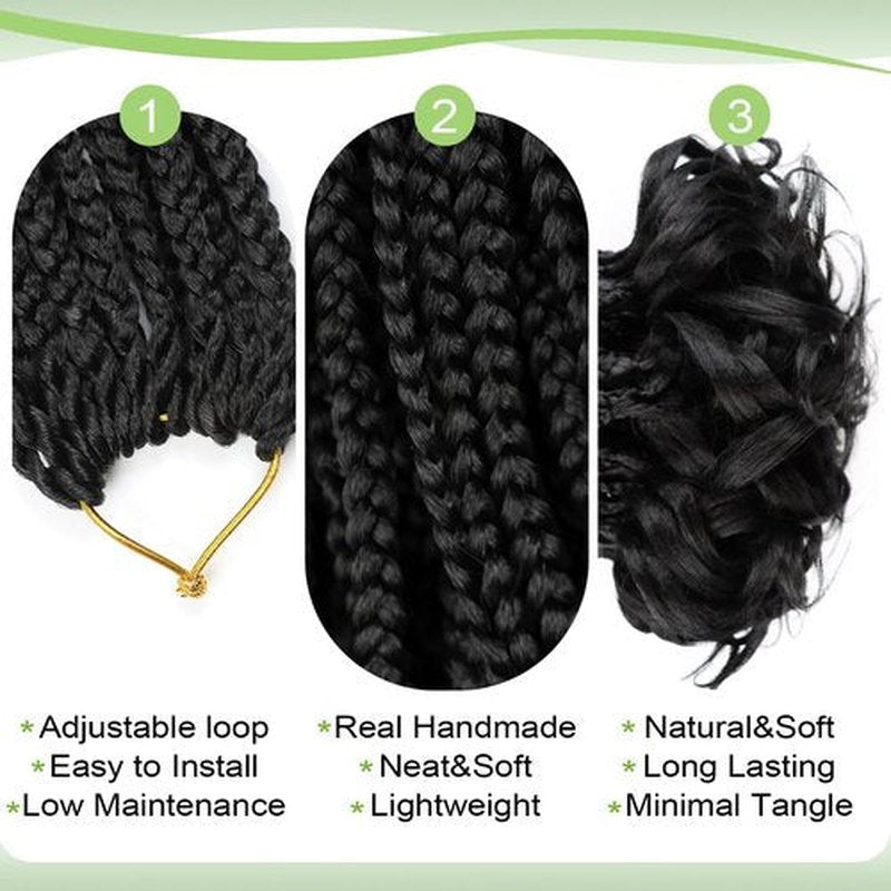 French Curl Crochet Braids Short French Curl Braiding Hair Pre Looped Crochet Hair for Black Women 8 Inch Box Braids Crochet Hair with Curly Ends French Curly Braiding Hair Extensions French Curl(1B)