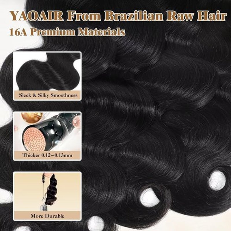 16A Raw Human Hair Bundles,22 Inch 1 Bundles Body Wave Bundles Human Hair,100% Unprocessed Brazilian Virgin Hair,Quick Weave,Hair Extensions Natural Black For Women,3X Longer Lifespan
