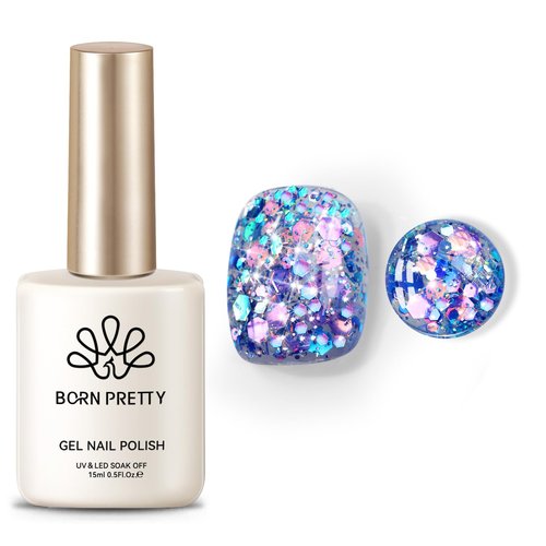 Born Pretty Glitter Gel Nail Polish with Sequins, Long Lasting U V Gel Polish for Manicure and Nail Art, DIY at Home, Salon-Quality, Easy to Apply, 15ml Set8