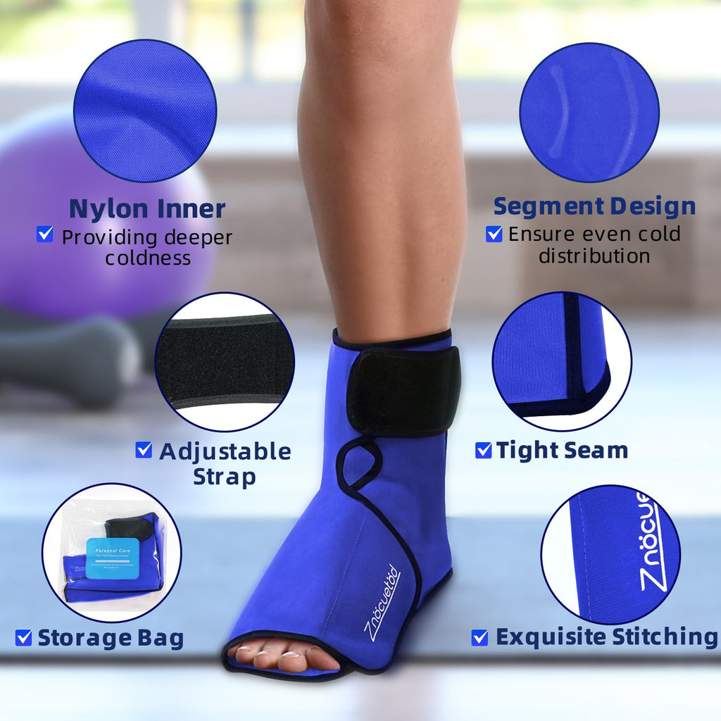 Ankle Ice Pack Wrap for Foot Heel Pain Relief and Swelling Large Reusable Gel Ice Cold Packs for Achilles Tendonitis Plantar Fasciitis Sprained Ankles Swollen Feet Surgery Recovery (Royal Blue)