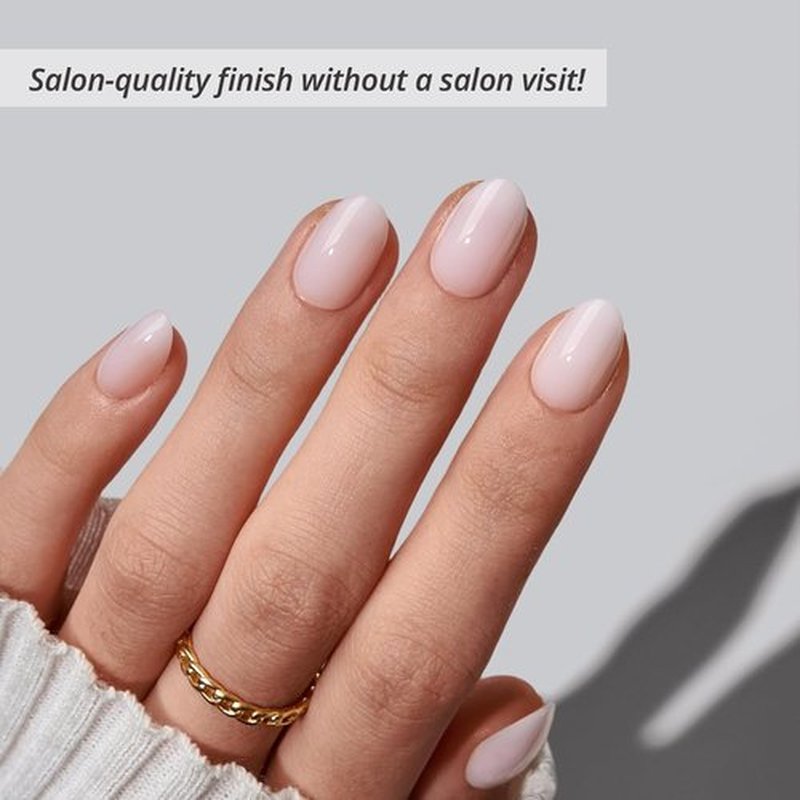 BTArtbox Press On Nails - Almond Shape, Power Calm Nude Pink, 4-Week Wear | 32 Nails in 16 Sizes