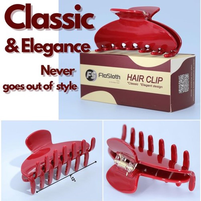 4-Inch Cherry Red Claw Clip for Women Girls, Medium Cute Acetate Hair Claw Clips for Thin Medium Thick Hair, Classic Durable French Banana Clip, Smooth Vibrant & Timeless Accessories, Gift Box Ready