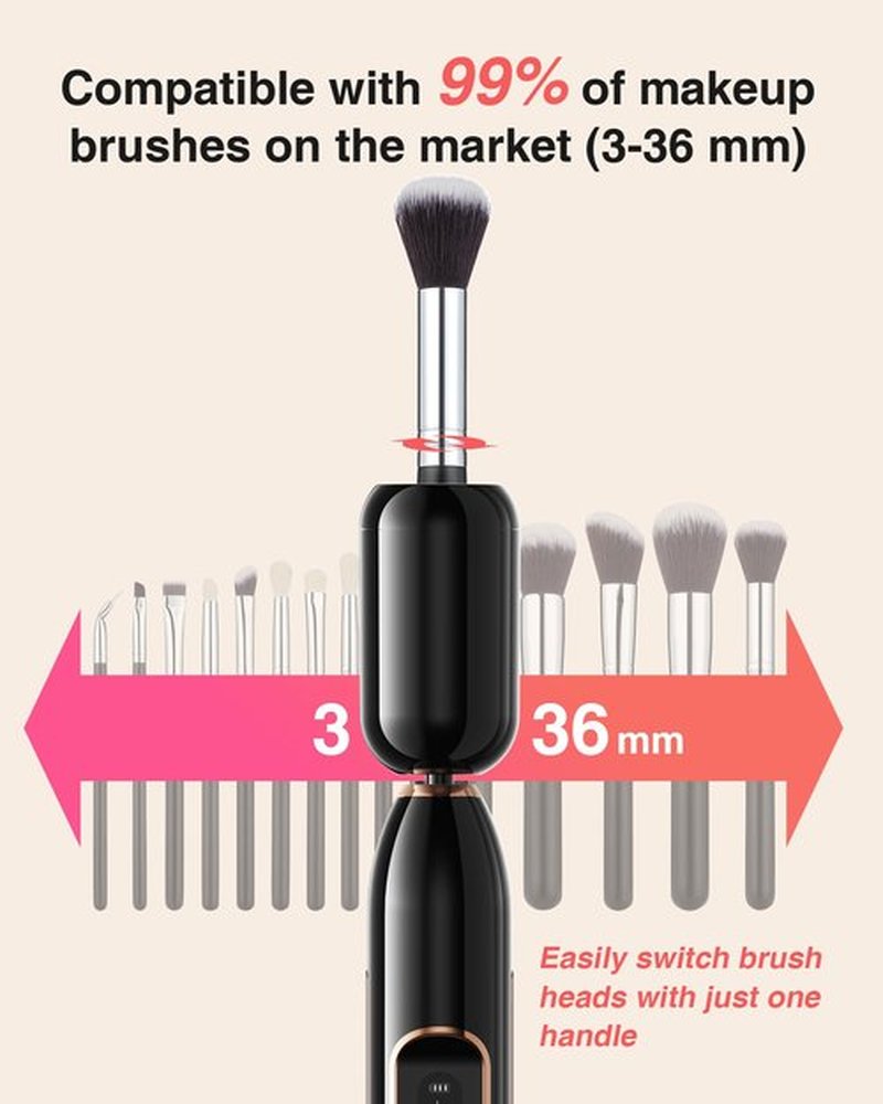 2-in-1 Nail Drill Electric Nail File with Makeup Brush Cleaner Machine (No Bowl), 1500 mAh Battery, Ultra Low Noise, Portable and Rechargeable for Travel & Home