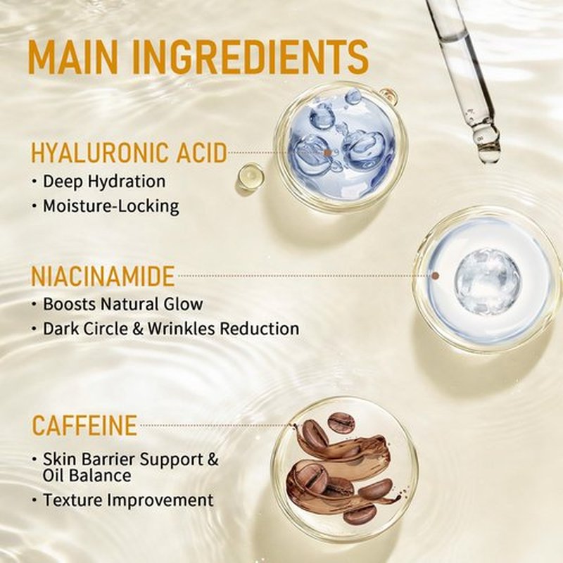 Advanced Face Serum Set 3 PCS - 5% Caffeine Solution + Niacinamide + Hyaluronic Acid Serums - Anti-Aging Serum Reduces Wrinkles, Minimizes Pores & Firming, Improves Texture for All Skin Types