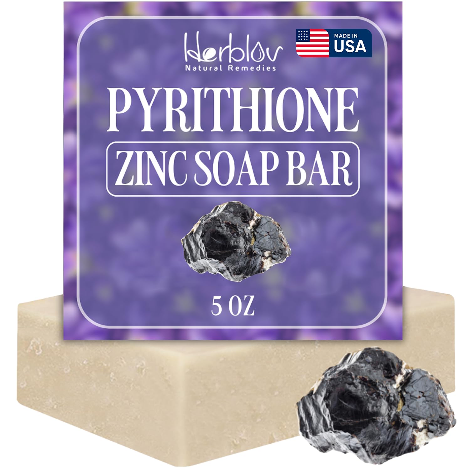 Zinc Soap Bar with Zinc Pyrithione – Gentle All-Natural Face & Body Wash – Daily Cleansing Formula for Oily, Sensitive & Blemish-Prone Skin – Exfoliating Bath Bar Skincare Cleanser – Made in USA